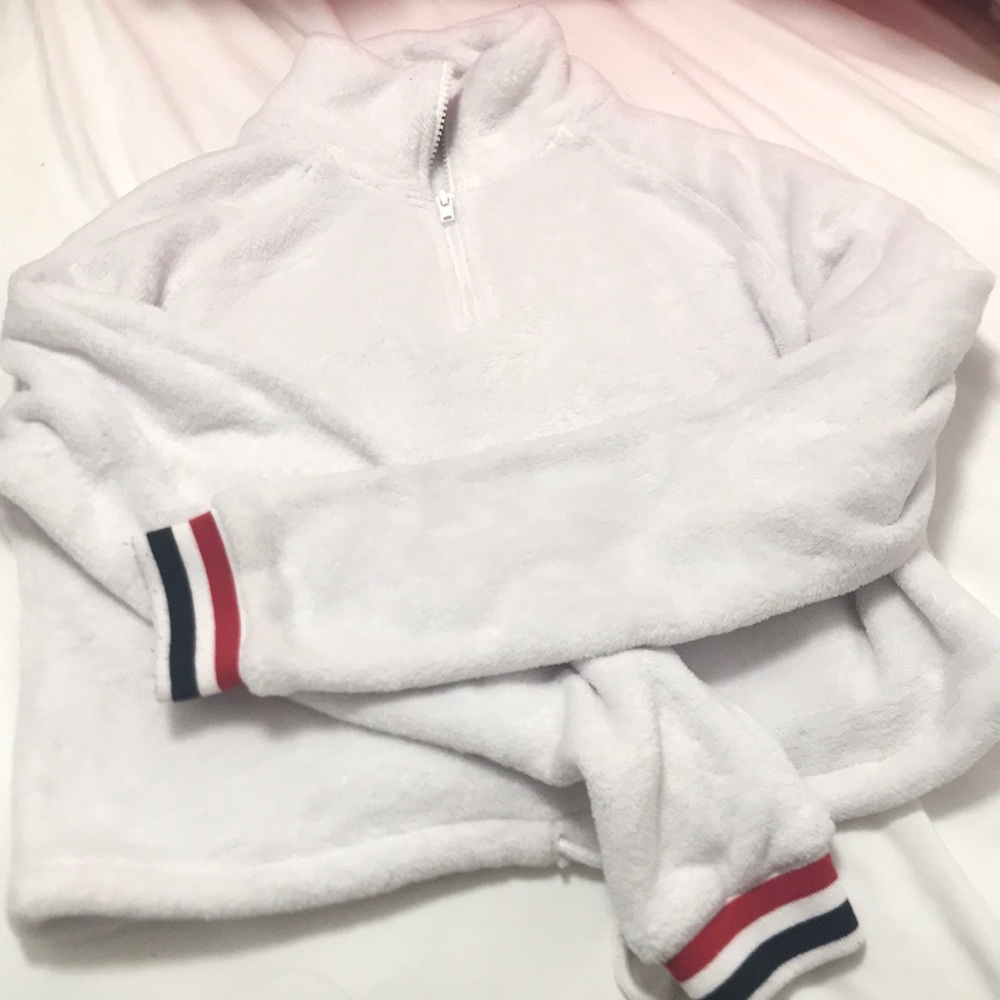 Fluffy white sweater